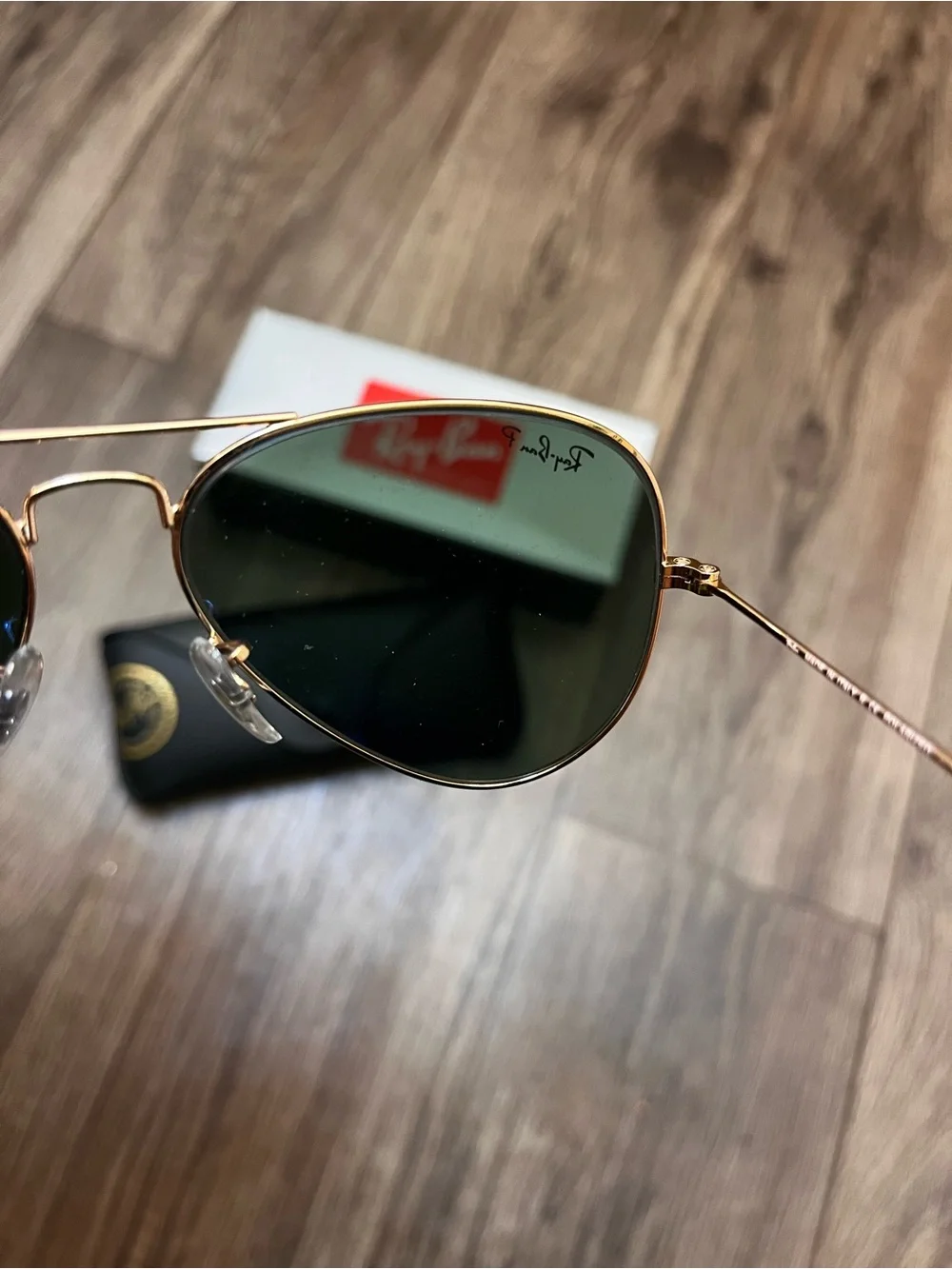 Ray-Ban RB3025 Aviator Large Metal Sunglasses Gold Frame Green Lens Authentic